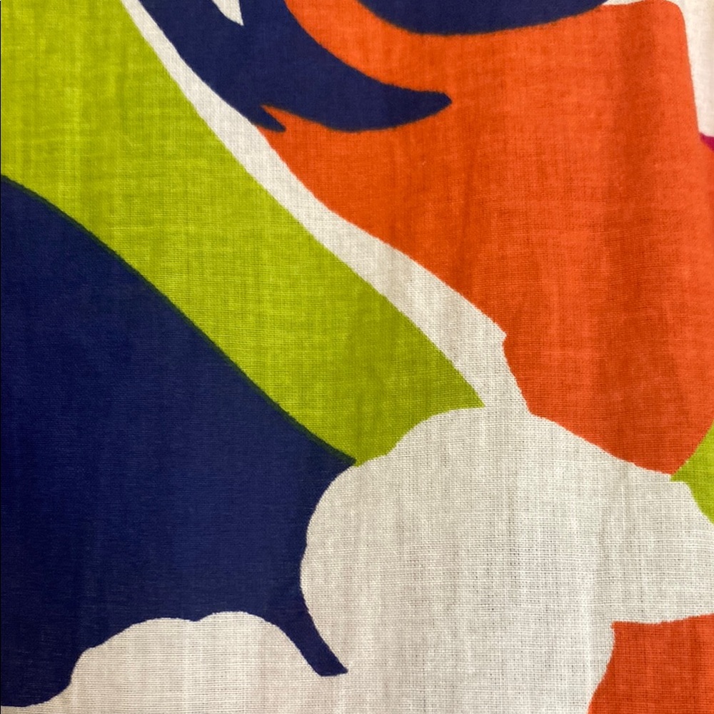 Boden | Lime Green Orange Purple Sheath Dress V-Neck Floral Detail 3/4 Sleeves 6 - Picture 5 of 8